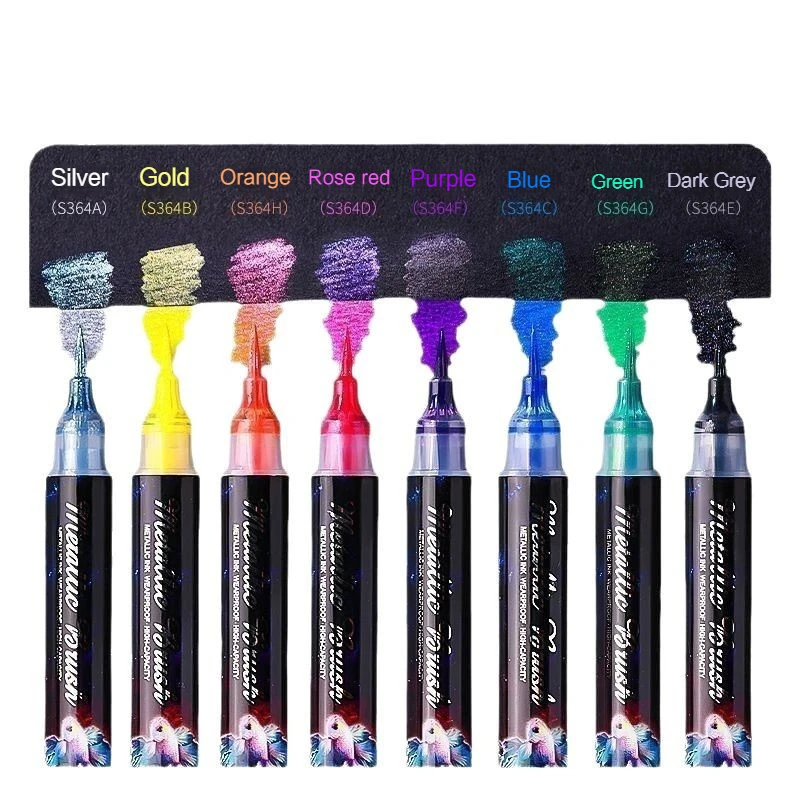

Glitter Highlighters Pen Metallic Brush Nibs Students Stationery for Diy Cards Paper Scrapbooking Art Supplies Back to School