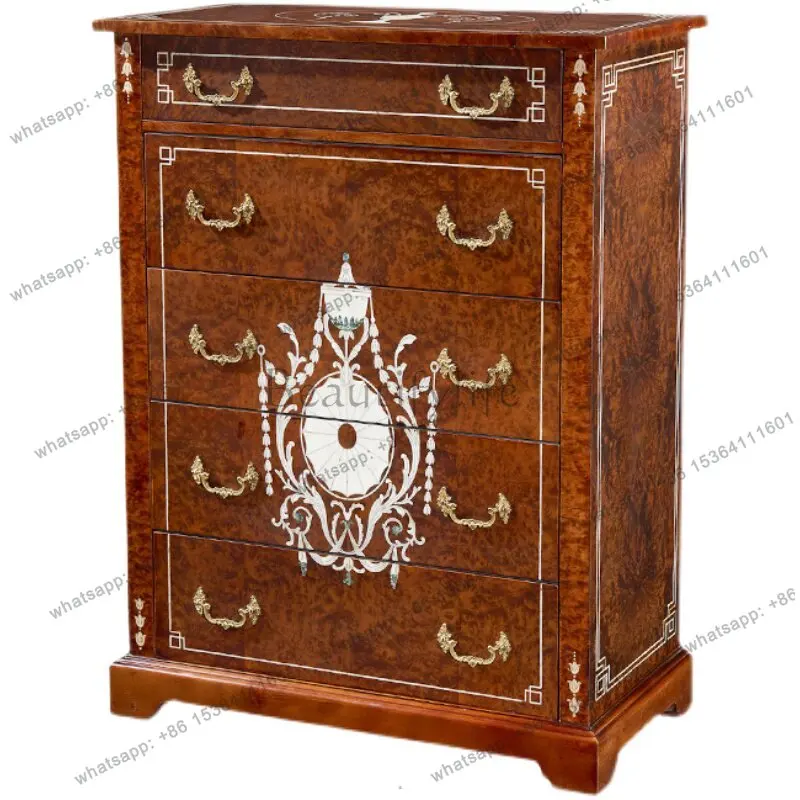 English mahogany 5 chest cabinet Bedroom corner cabinet Neoclassical storage