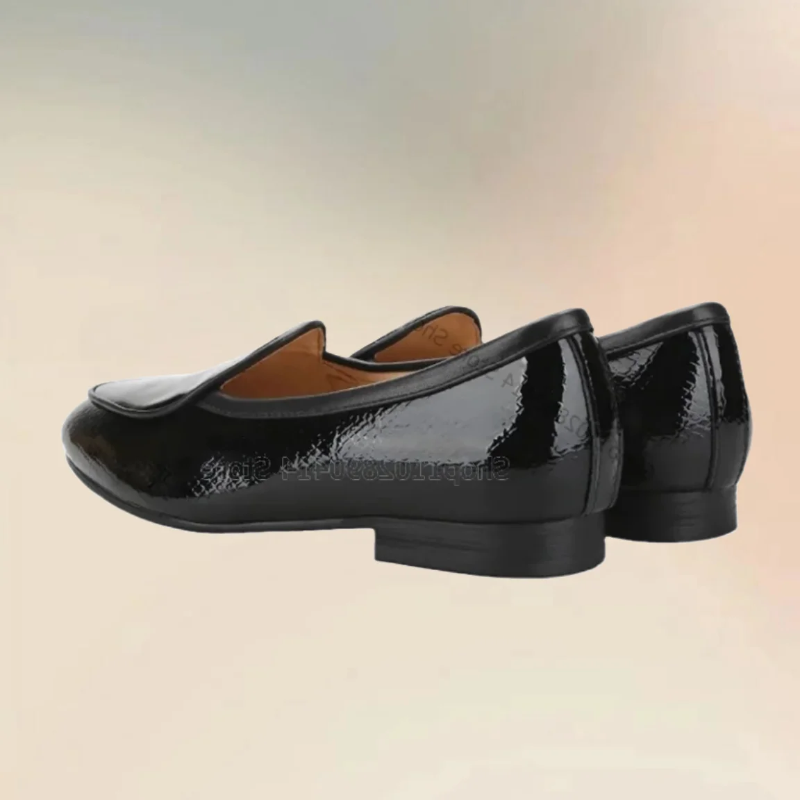 Peixe preto masculino escala mocassins de couro envernizado, deslizamento sobre sapatos, sapatos artesanais luxuosos, banquete de festa, vestido de escritório, moda