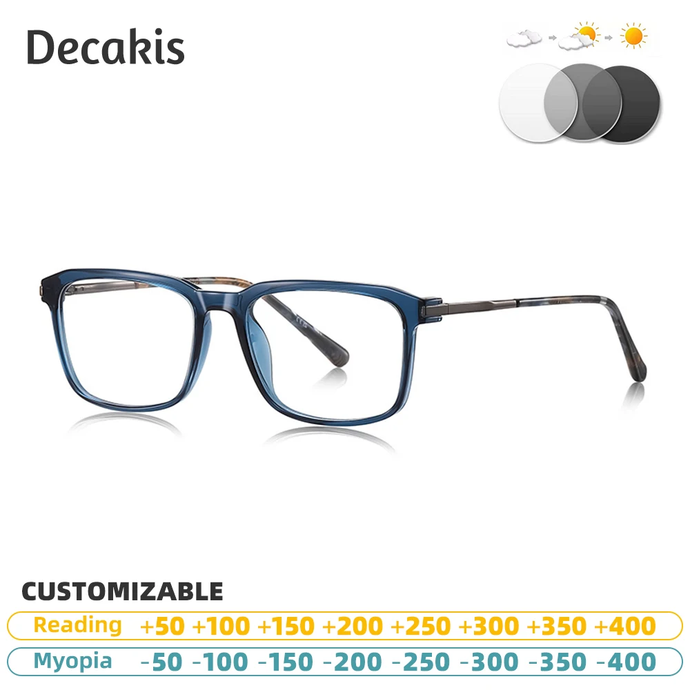 

Classic Men's Square Frames Anti-blue Light Reading Glasses Myopia Sunglasses Men Photochromic Customized Prescription Glasses