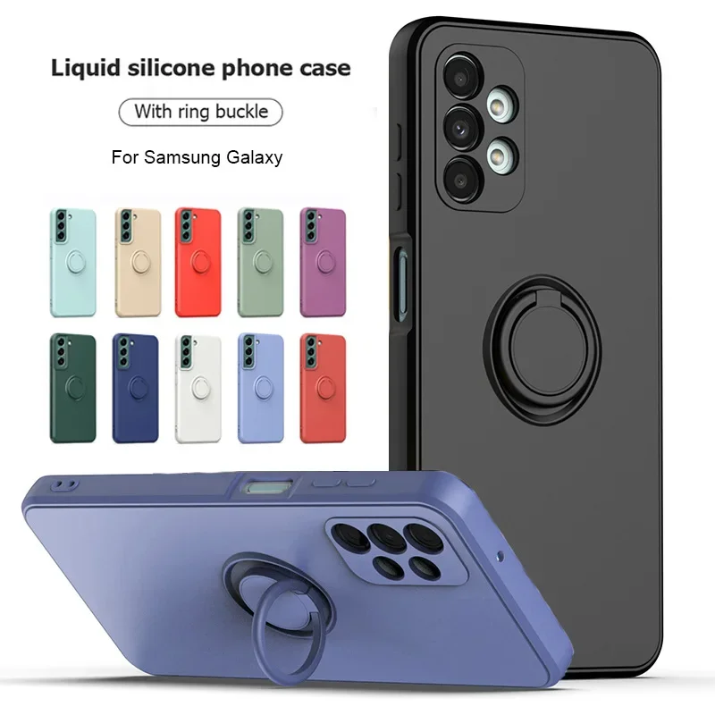 삼성 갤럭시 S25 S24 울트라 S23 S22 S21 플러스 A13 A52 A53 A54 TPU 소프트 뒷면 커버에 대한 링 홀더 전화 케이스 포함