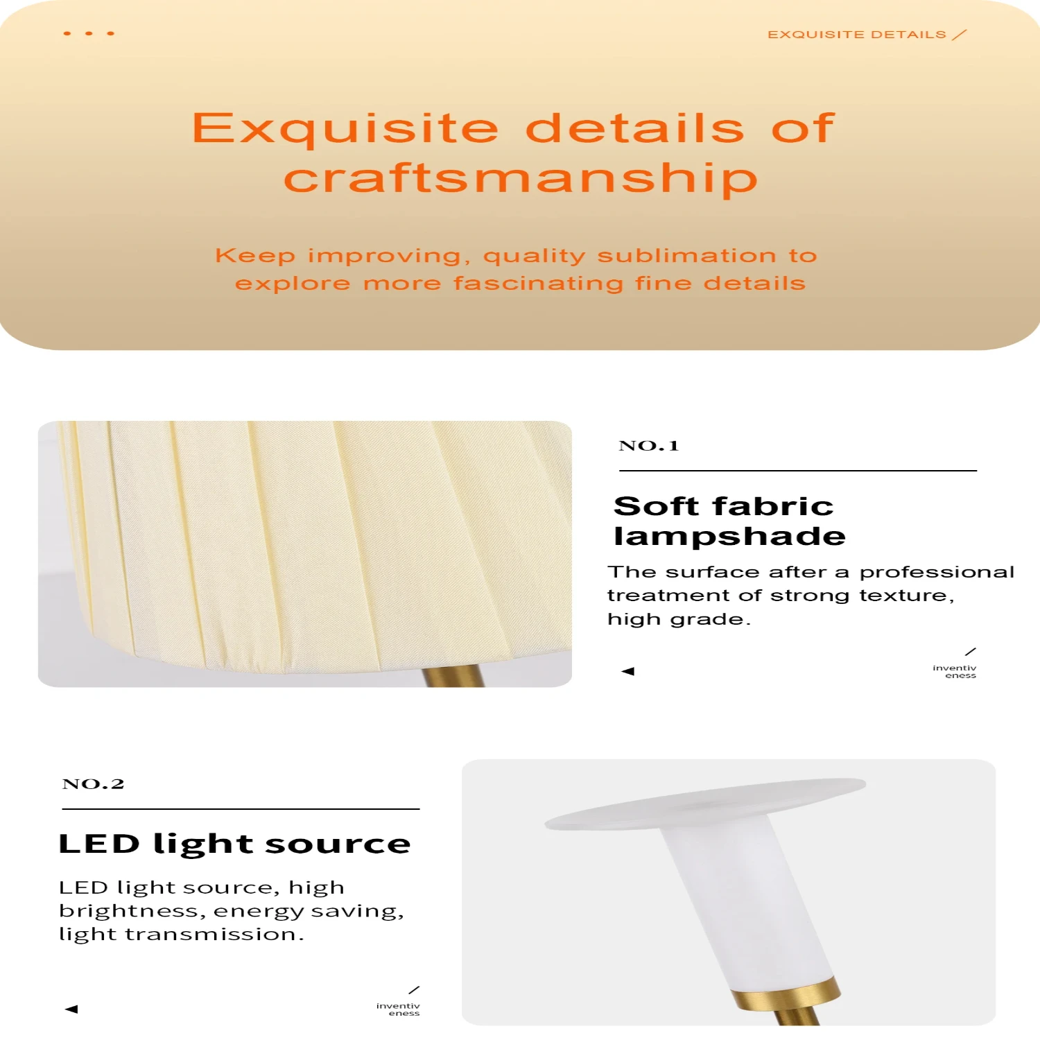 Lâmpada elegante e elegante - brilho quente e peça de arte