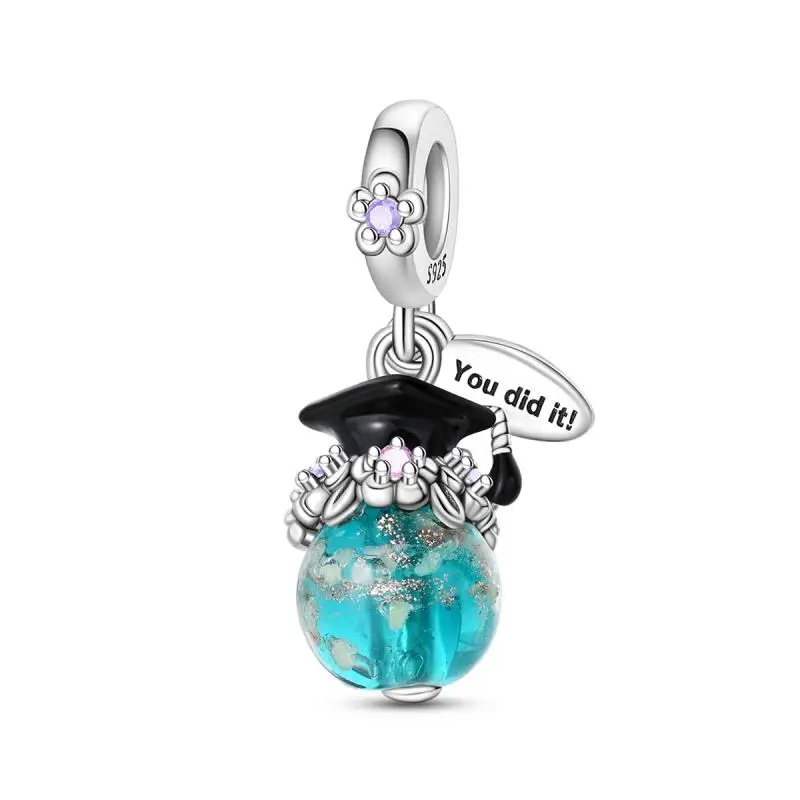 925 sterling silver youth graduate pendant, suitable for original women's bracelets Diy jewelry gifts