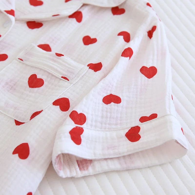 100% Cotton Pajamas Women 3Pcs Set Lounge Sleepwear Suit Spring Summer Floral Print Home Clothes Short Sleeve Sleeping Pijama