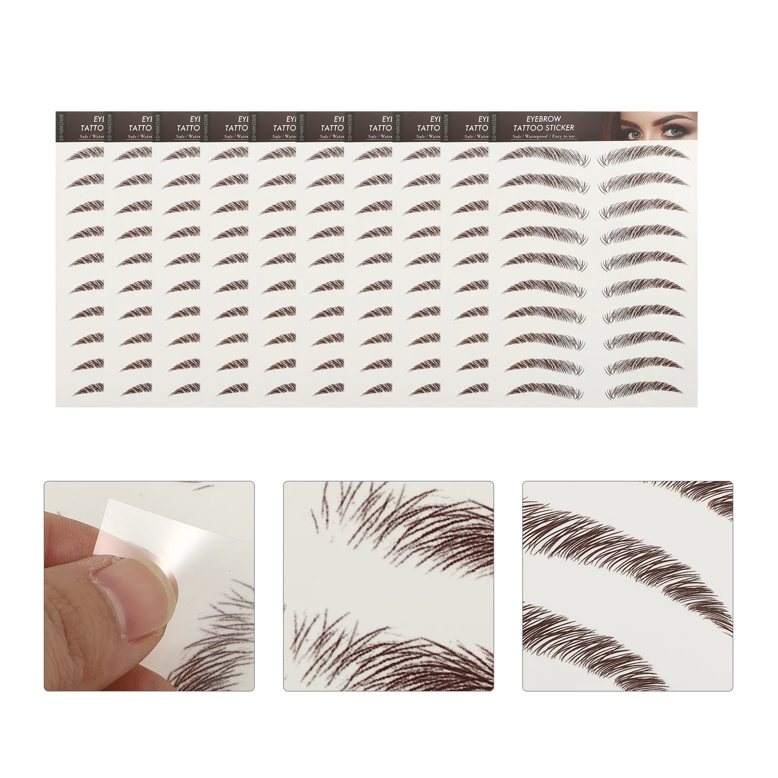 

Waterproof Eyebrow Stickers 6D Hair-Like False Eyebrows Long Lasting Skin Friendly Sparse Light Eyebrows Easy Apply