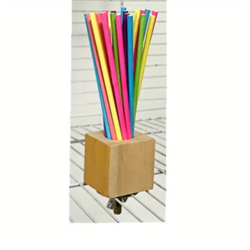 Parrot Wooden Toy Rainbow Paper Stick Grinding Teeth Biting and Ventilating Swing Stand Stick