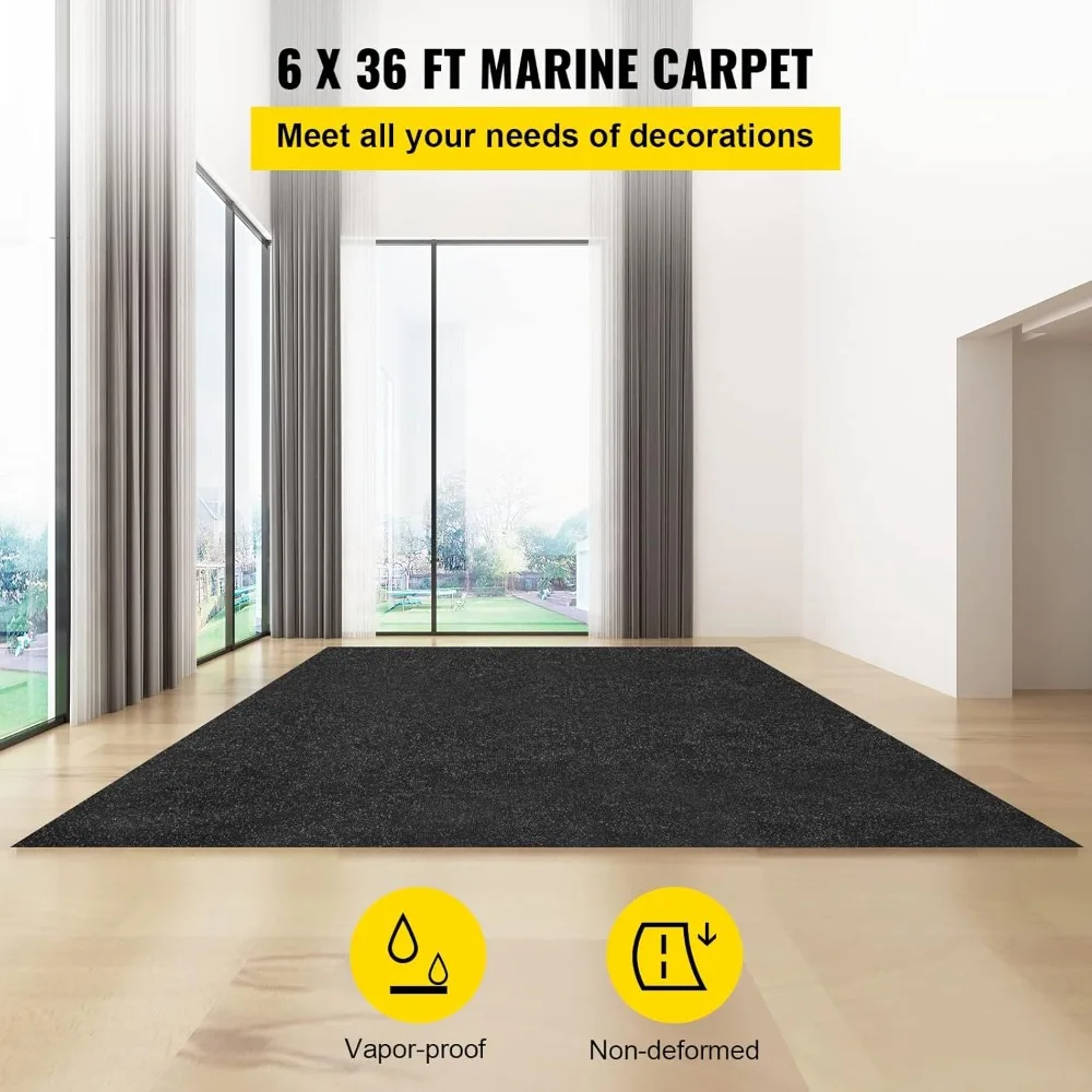 

6x36ft Marine Boat Carpet Waterproof TPR Backing Non-Slip Indoor Outdoor Deck Patio