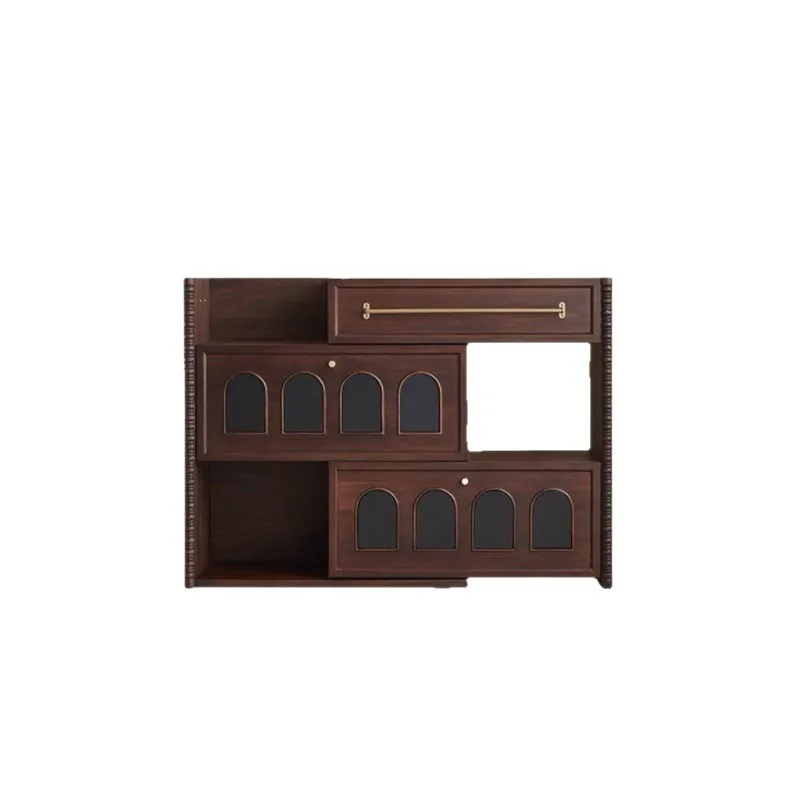 

Retro storage solid wood integrated wall living room shoe cabinet locker