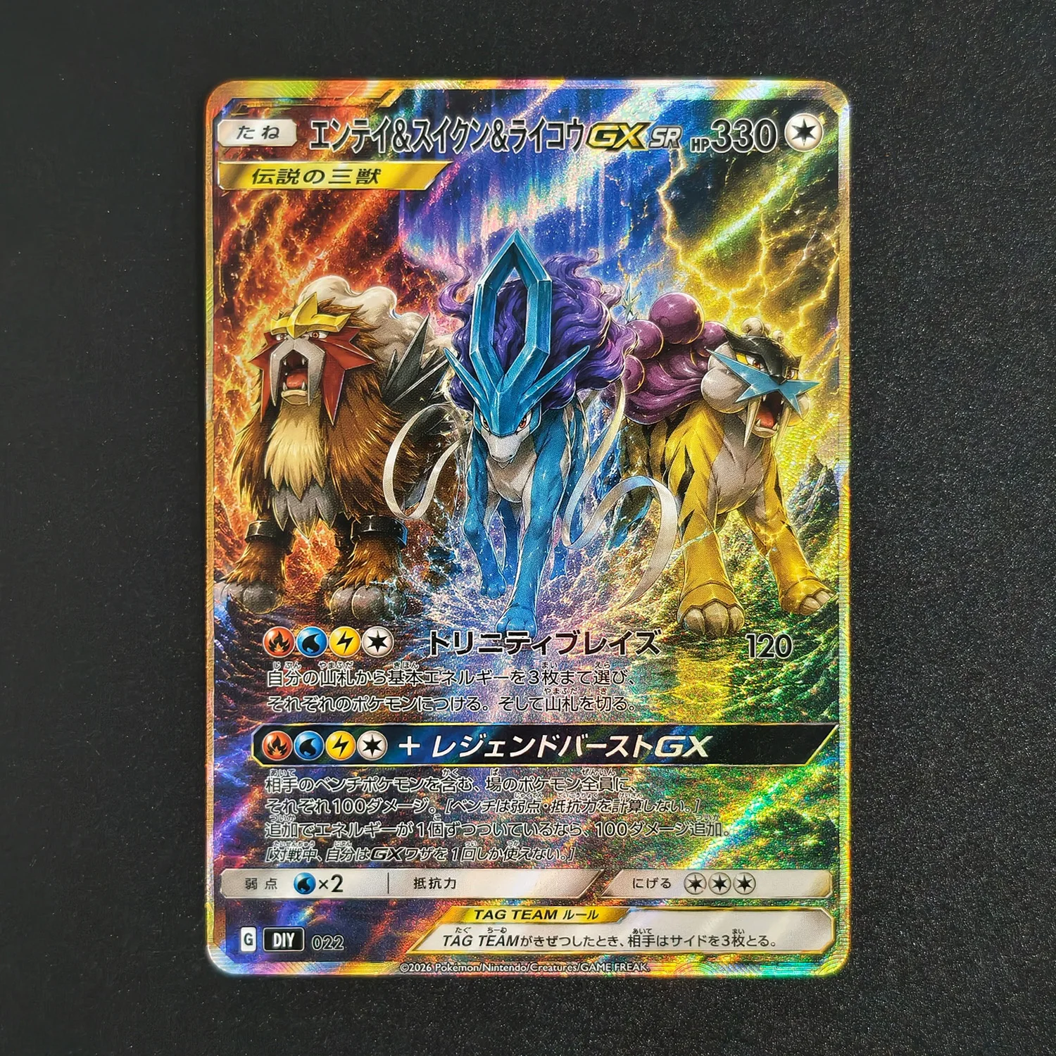 DIY Version PTGC Japanese Ash's Friends Charizard Blastoise Venusaur Lugia Ho-oh Mewtwo Johto Beasts Game Collection Card Toy view 4