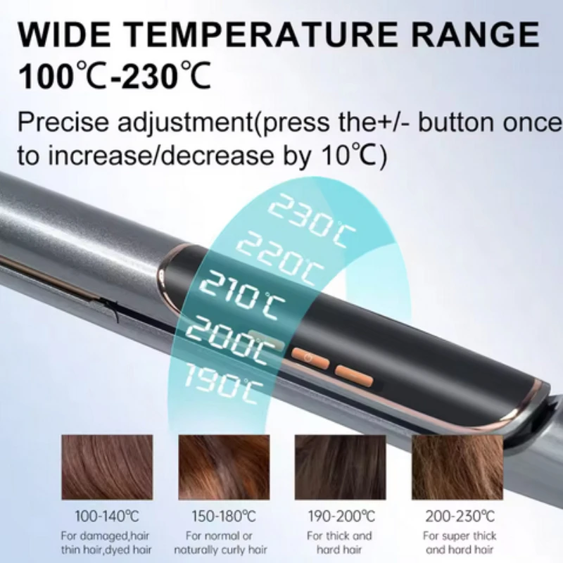 

New Negative Ion Hair Straightener LCD Digital Display Hair Styling Tool for Straightening And Curling Dual-Purpose Hair Wand