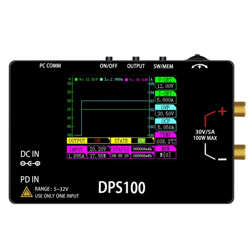 Y19A DPS100 30V 5A แหล่งจ่ายไฟ DC แบบพกพา 100W เอาต์พุตดิจิตอล CNC ปรับ DC Stabilized Power Supply Type-C อินพุต DC