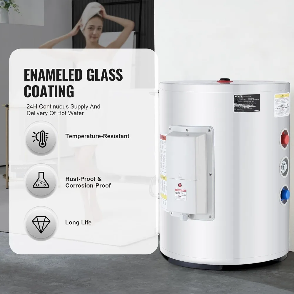 سخان مياه كهربائي سعة 10 جالون بقدرة 1.6 كيلو وات بدون خزان، شاشة LED للمياه الساخنة الفورية، حمام دش IPX4 #4