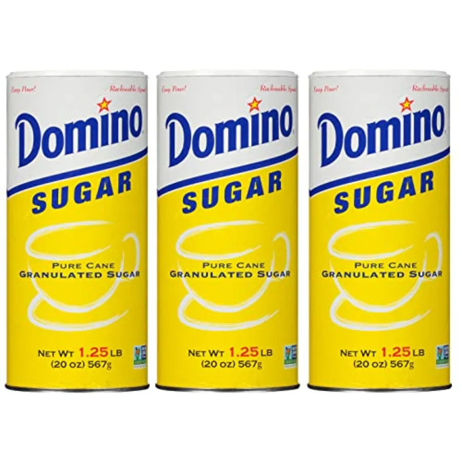 Domino® Granulated Sugar, 20 oz Canister, Sugar Container Pack of 3