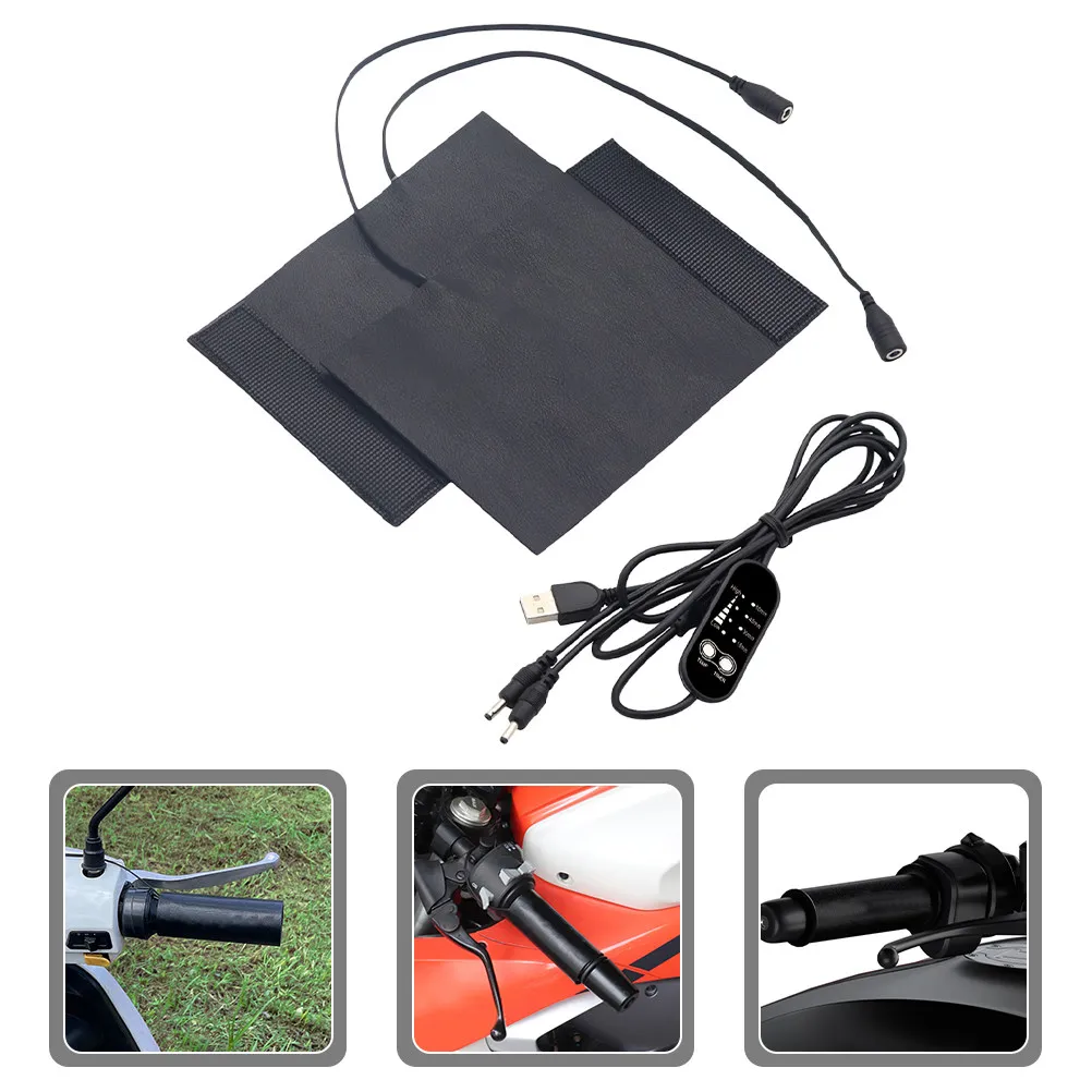 

2 шт. электрические подогреваемые ручки для мотоцикла из полиуретана с четырехуровневой регулировкой и функцией таймера, USB-подогрев, чехлы для руля мотоцикла