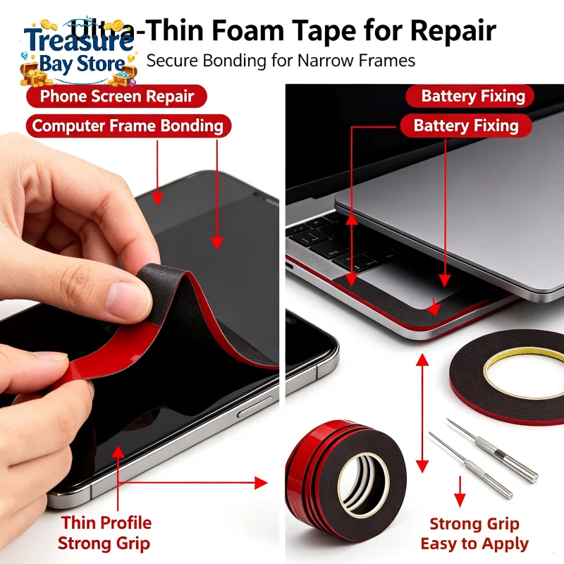 Double Sided Tape Mobile Phone Repair 10M 2/3mm Self Adhesive Foam Sticker For LCD Touch Screen Panel Fix