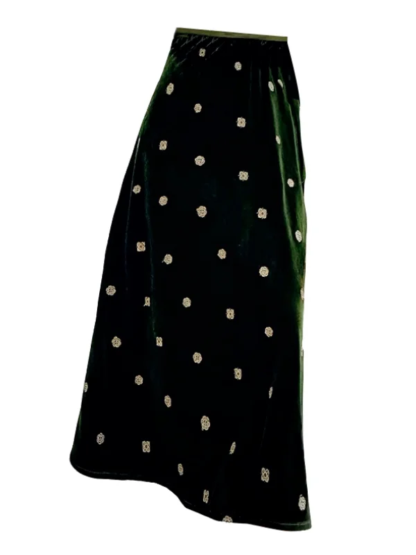 

Вельветовая юбка с вышивкой для женщин, осенне-зимняя, винтажная, длинная, для фигуры типа «груша», модель «Беркли», очень красивая, зимняя