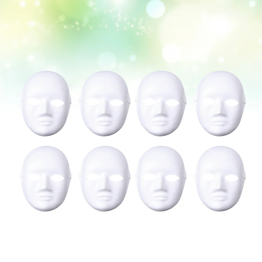 8 Pcs The Mask Graffiti Blank Masks Halloween Prom Face Cosplay Pulp Costume Child