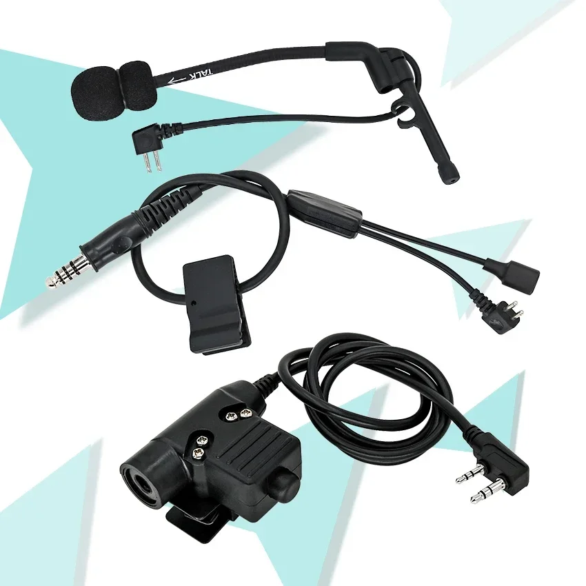 Y Cable with Comta Microphone and U94 Ptt, Suitable for Pelto COMTA II III IPSC Version Anti-noise Tactical Headset