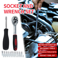 46pcs Socket Ratchet Wrench Combination Set Chrome Vanadium Steel Hardware Tools Motorcycle Bicycle Car Repair Hand Tool Box