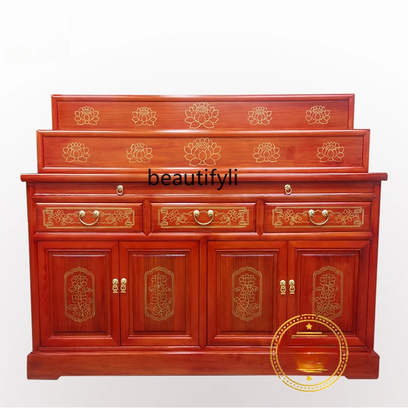 

Solid Wood Altar Buddha Shrine Home Statue Worship Table 3-Layer Buddhist Hall Cabinet God of Wealth Tribute Table furniture