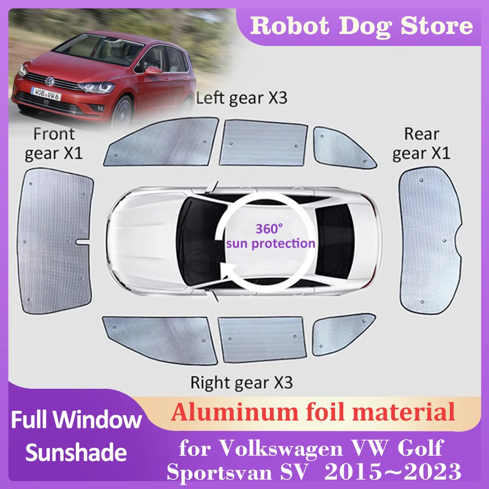 Full Sunshades for Volkswagen VW Golf Sportsvan SV 2015~2023 Roof Windows Sun Visor Windshield Curtain Sunroof Cover Accessories