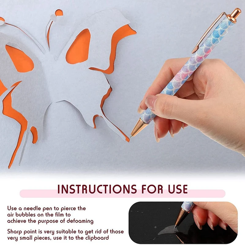 GTBL 30 Pieces Air Release Weeding Pen Vinyl Installation Pen Weeding Tool Glitter Fine Point Weeding Pin Pen (Chic Style)