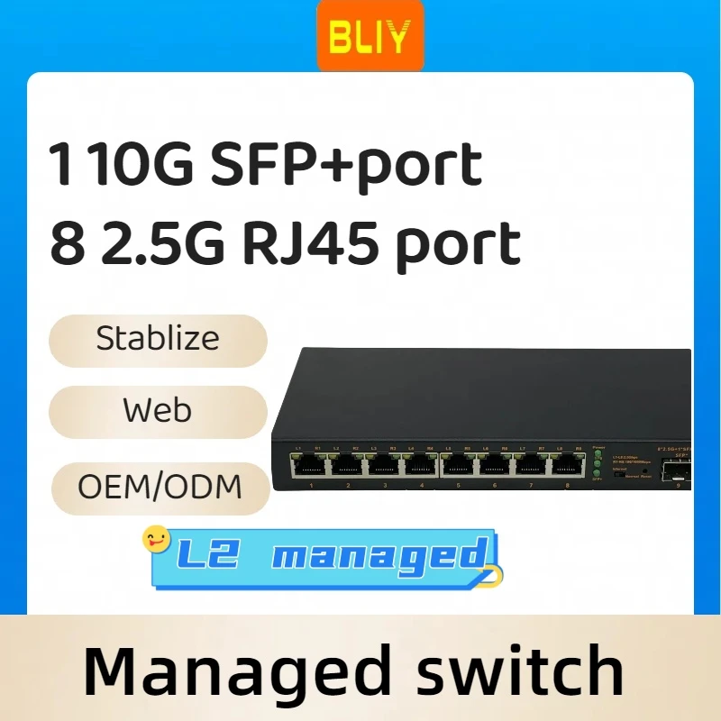 8 porta switch de rede, 2.5g, sfp +, servidor, monitoramento e monitoramento ap