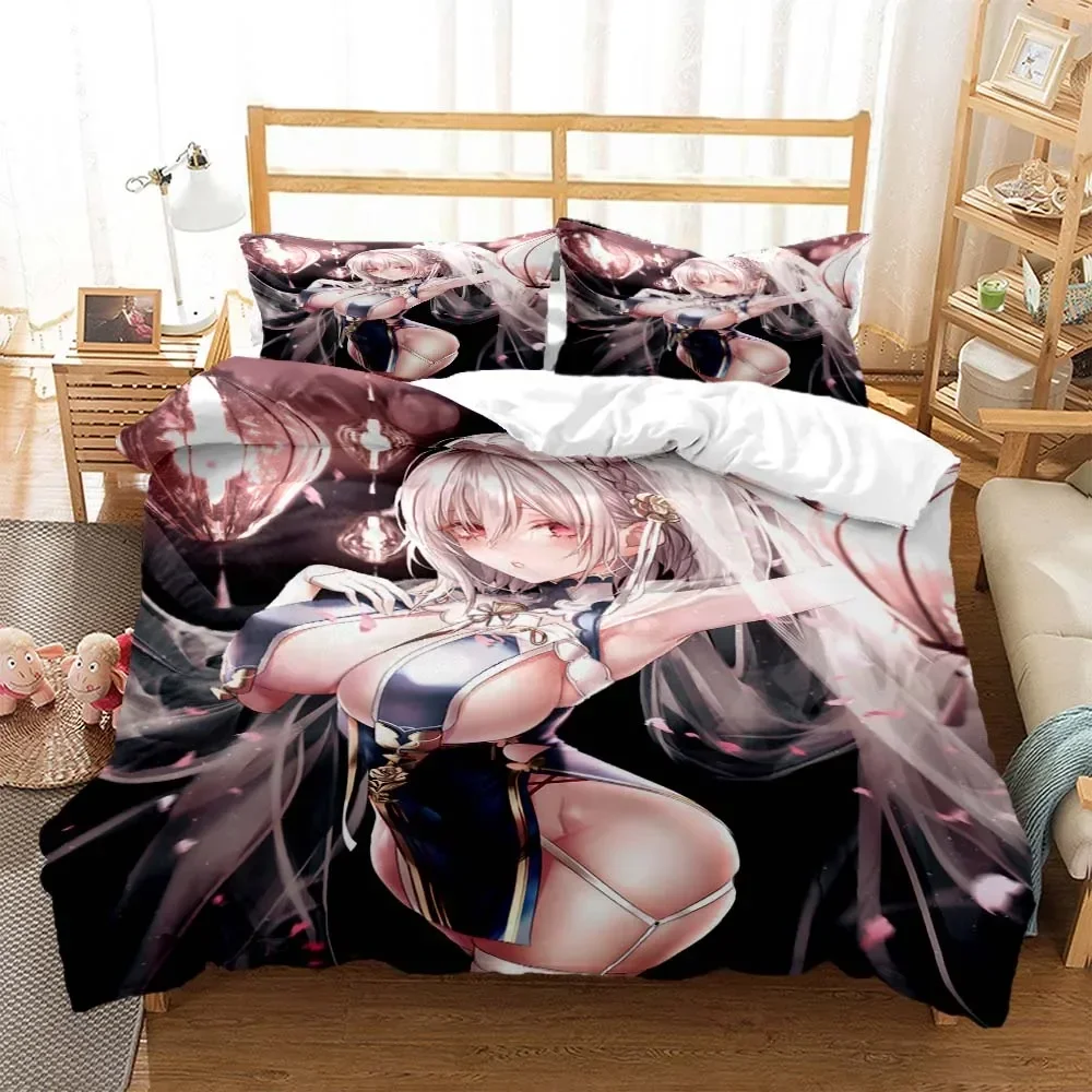 

Sexy anime beauty Digital Print Polyester Bedding Sets Child Kids Covers Boys Bed Linen Set for Teens bedding set