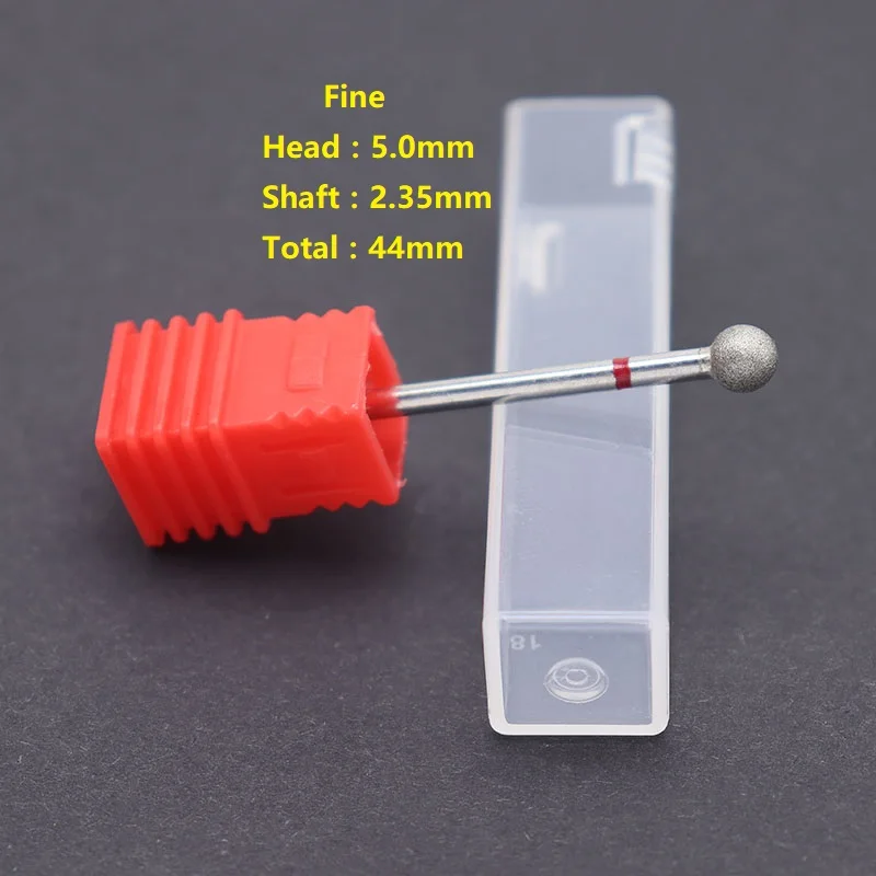 5.0mm Red Ball Nail Drill Bits Best Diamond Burrs Grinding Bits Accesories for Gel Nail Polish Manicure Nails Art Tool Polishing