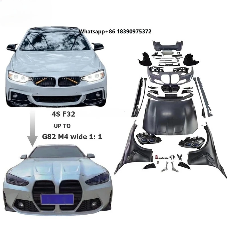 G82 M4 Wide 1-1 Style Body Kit for  4 Series F32 PP Car Accessories Car Bumpers Head Light Fender Ducts Hood Exhaust Tips
