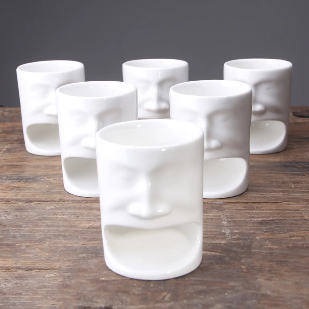 

Face Ceramic Cookie Holder Mug Biscuit Tray Food Grade Ceramic Coffee Tea Cup White Father Birthday Gift Mug