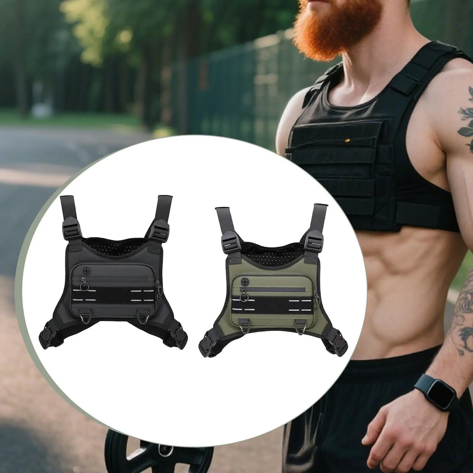 

Outdoor Chest Bag,Neoprene Waterproof Pouch Travel Utility Bag Chest Rig Vest Pack for Running Fishing Sports Adults Camping