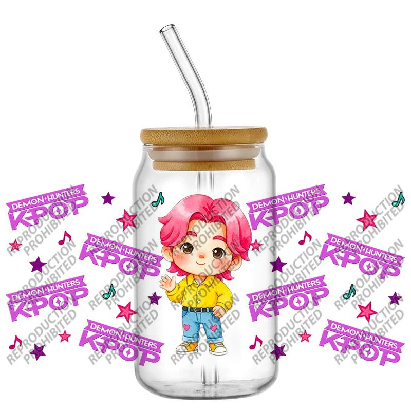 K-POP Vibes Collection 16oz Libbey Can Transfer Stickers ChibiIdol Style Waterproof Cup Wrap Decals for Mug Glasses Laptop view 4