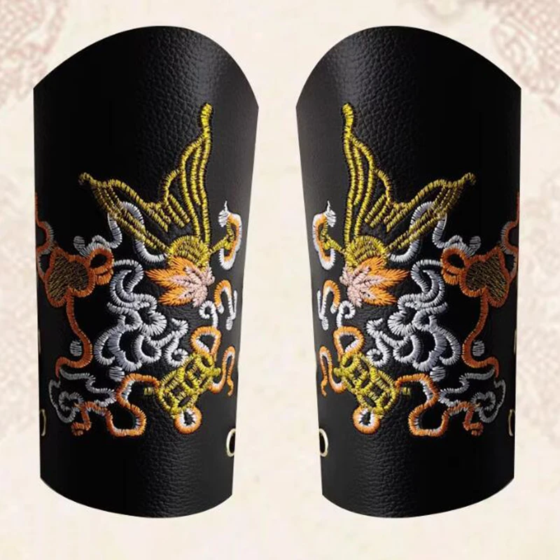 Dragon Design Lederen Handschoen Polsband Middeleeuwse Arm Pantser Hanfu Arm Beschermers Bracers Voor Mannen Vrouwen Decor Accessoires