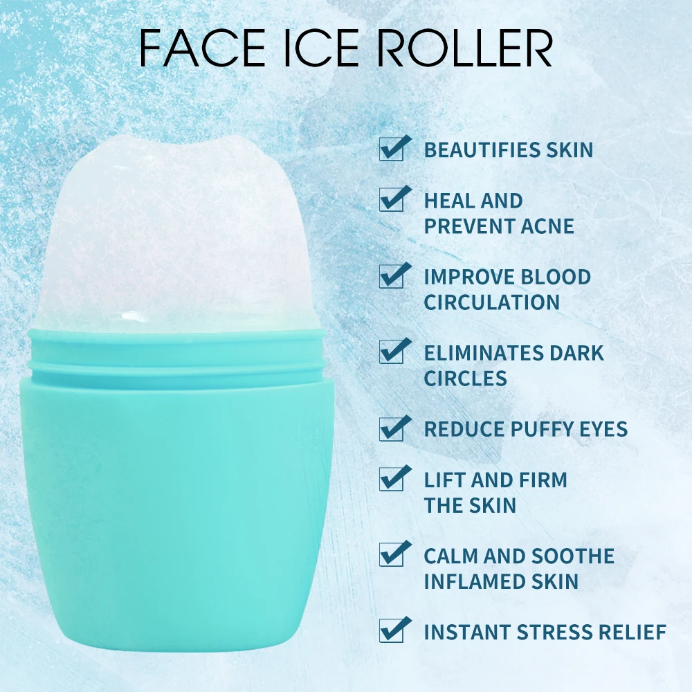 Rodillo de hielo de silicona para cara y ojos, antiarrugas, Reduce las ojeras, Edema, encoge los poros, tensa la piel, cuidado Facial, herramienta de belleza, masajeador