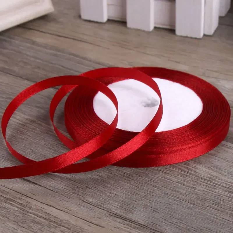 6MM Ribbon for Bows Ribbon Roll Satin Ribbon Wholesale Satin Ribbons Packing Gift Wedding Decoration Fabric Tape for Craft DD007