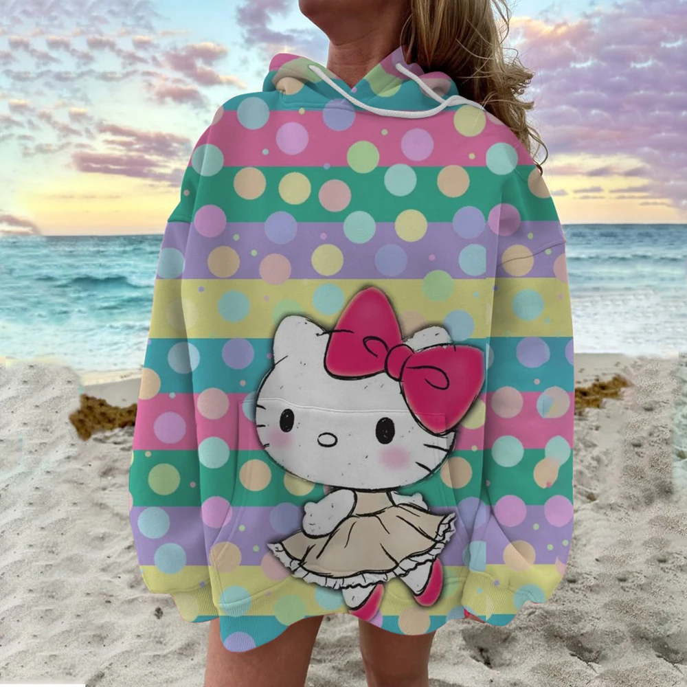 

Hello Kitty Kuromi Women's Fashion Autumn Clothing Street Hoodie Y2K Top Y2K Long Sleeve Street Hoodie
