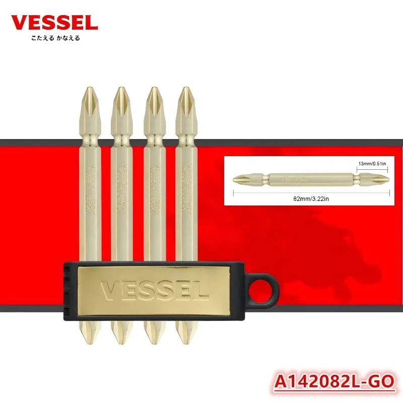 

ESSEL A142082L 1/4 дюйма, ограниченная серия, сверло, золотая магнитная двусторонняя отвертка JIS Phillips