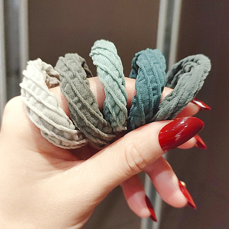 Fashion Colorful Black 5Pcs 100Pcs Wave Strong Elastic Hair Bands Rubber Hair Ties Band Rope Ponytail Holder Hair Accessories