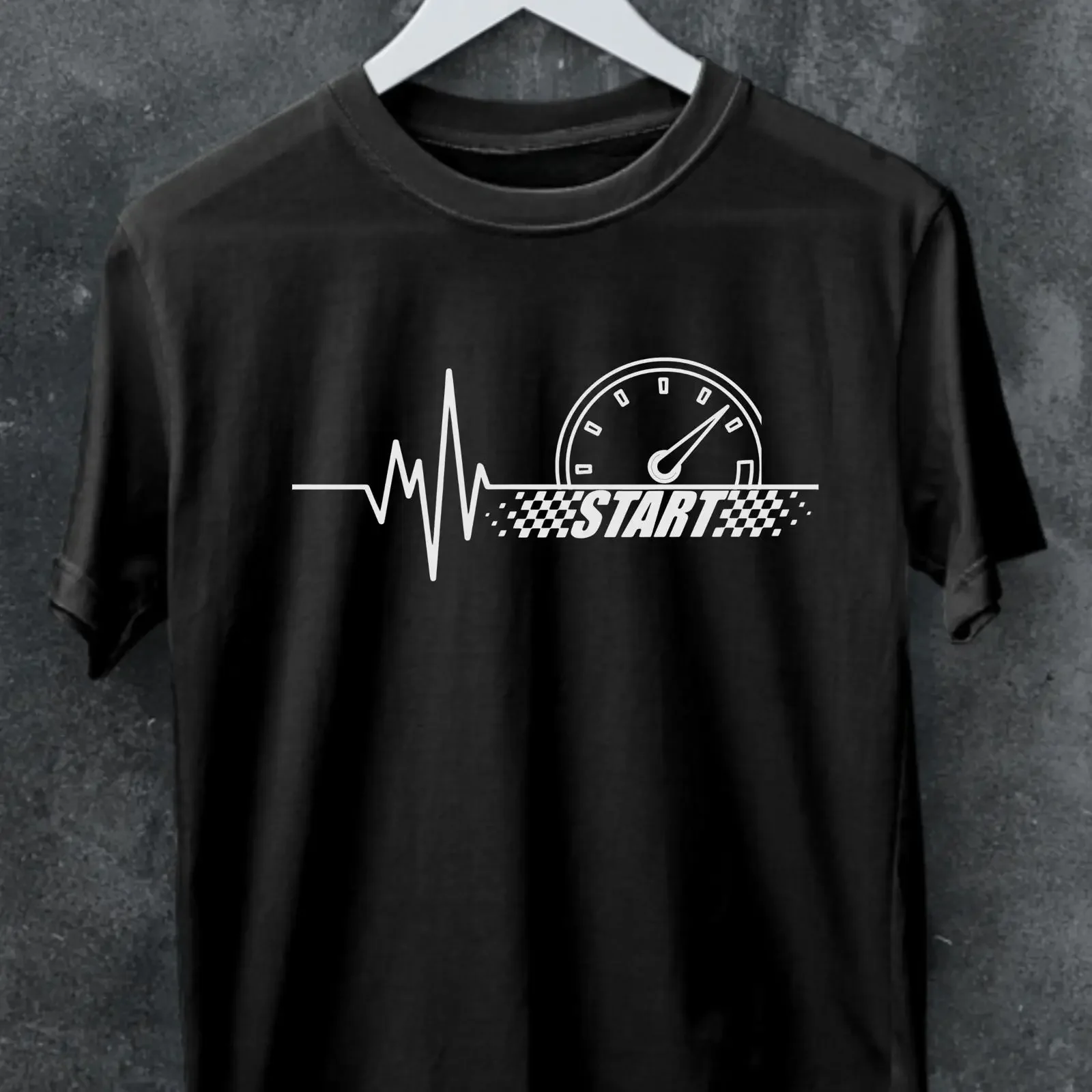 Vintage Race Car T shirt Checkered Flag Speedometer Design vintage Washed Comfortable Breathable Casual Versatile homme