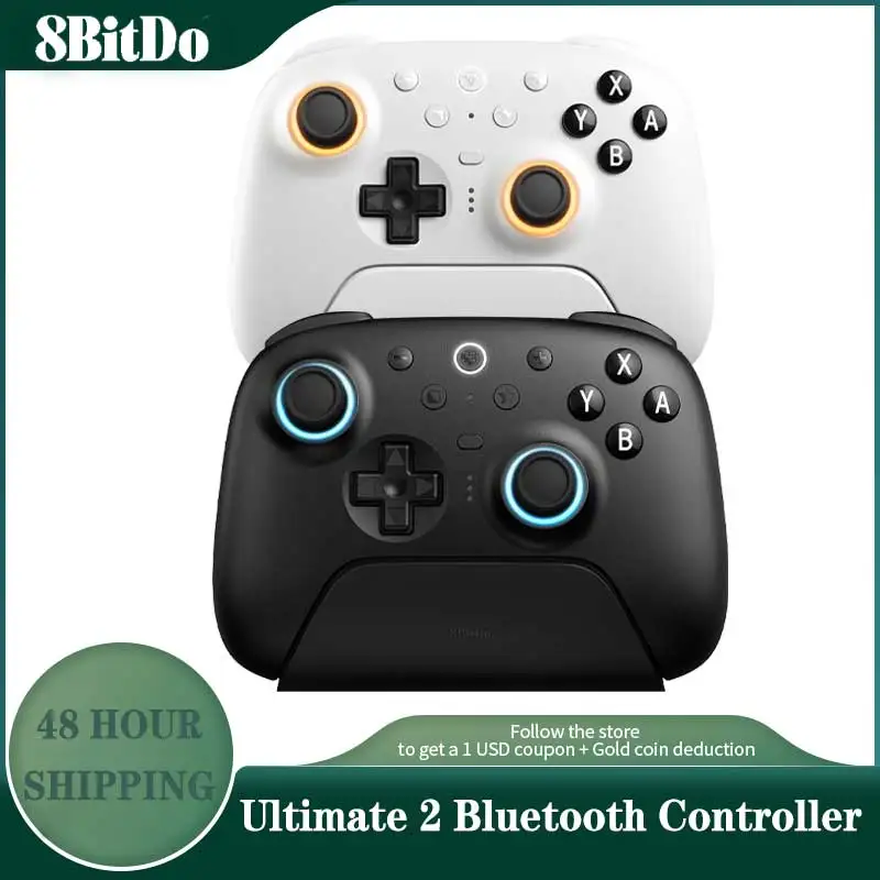 8BitDo Ultimate 2 Bluetooth Controller Gamepad TMR Joysticks Hall Effect Gamepad for PC Nintendo Switch/Switch 2 Controller
