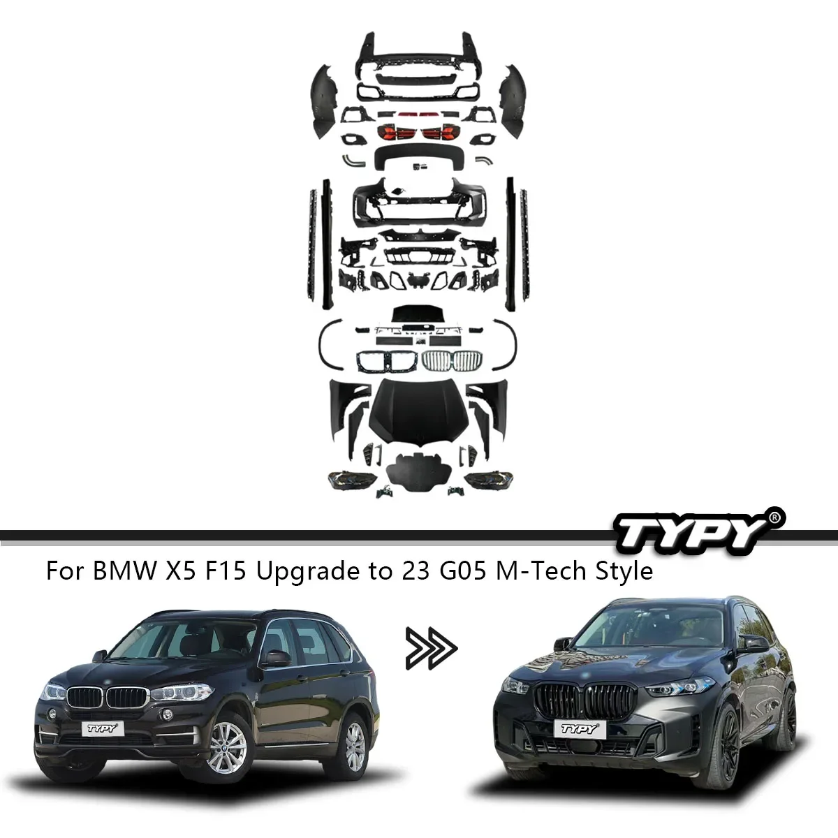 New Design Body Kit For BMW X5 F15 14-18 Upgrade To 2023 G05 M-Tech Style Full Body Kit Parts System Exterior Accessories