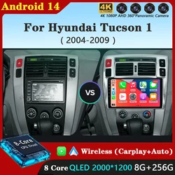 For Hyundai Tucson 2004 2005 2006 2007 2008 2009 Car Radio Multimedia Stereo Video Player GPS Navigation Carplay Auto Android 14