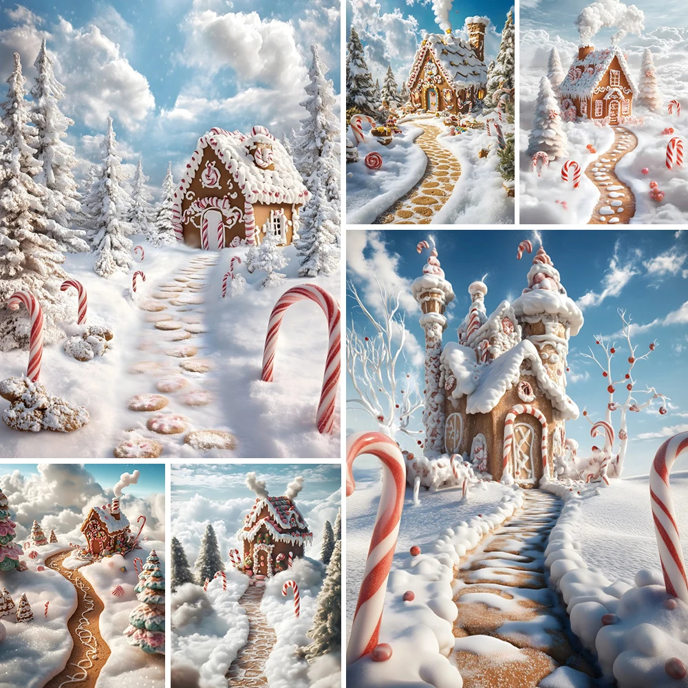 خلفية التصوير الفوتوغرافي لمنزل الزنجبيل في عيد الميلاد ، منزل الحلوى الثلجية في فصل الشتاء ، صورة للأطفال ، خلفية حفلة عيد ميلاد ، مستلزمات الصور