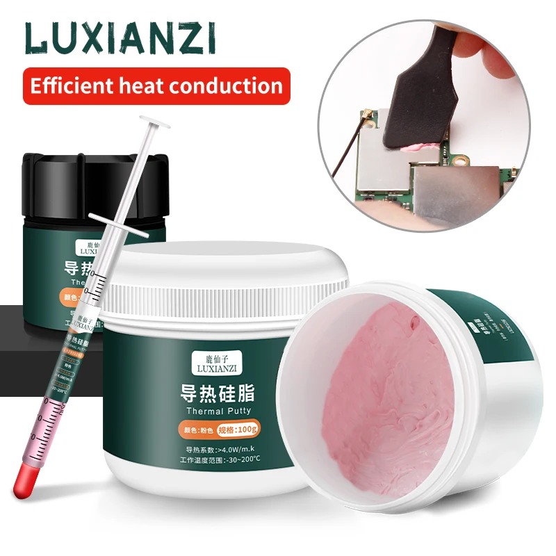 

LUXIANZI 1PC Pink Thermal Silicone Paste Heat Sink Compound For Phone Computer CPU GPU HeatSink Cooling Silicone Grease 100/150g