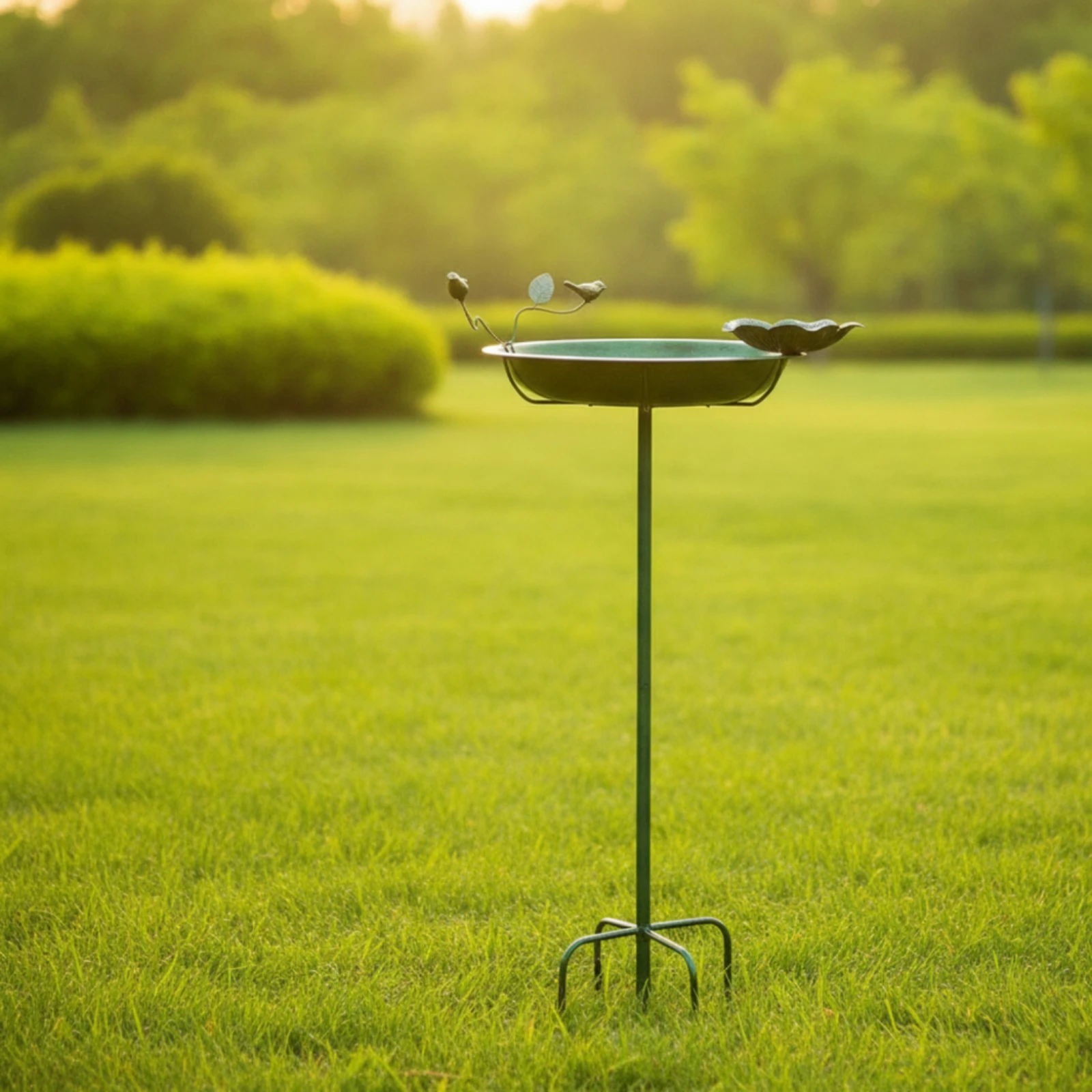 Metal Bird Bath Feeder Insert-in Bird Bath with Metal Stake Decorative Garden Stake Stable Easy to Clean for Gardeners, Yard view 4