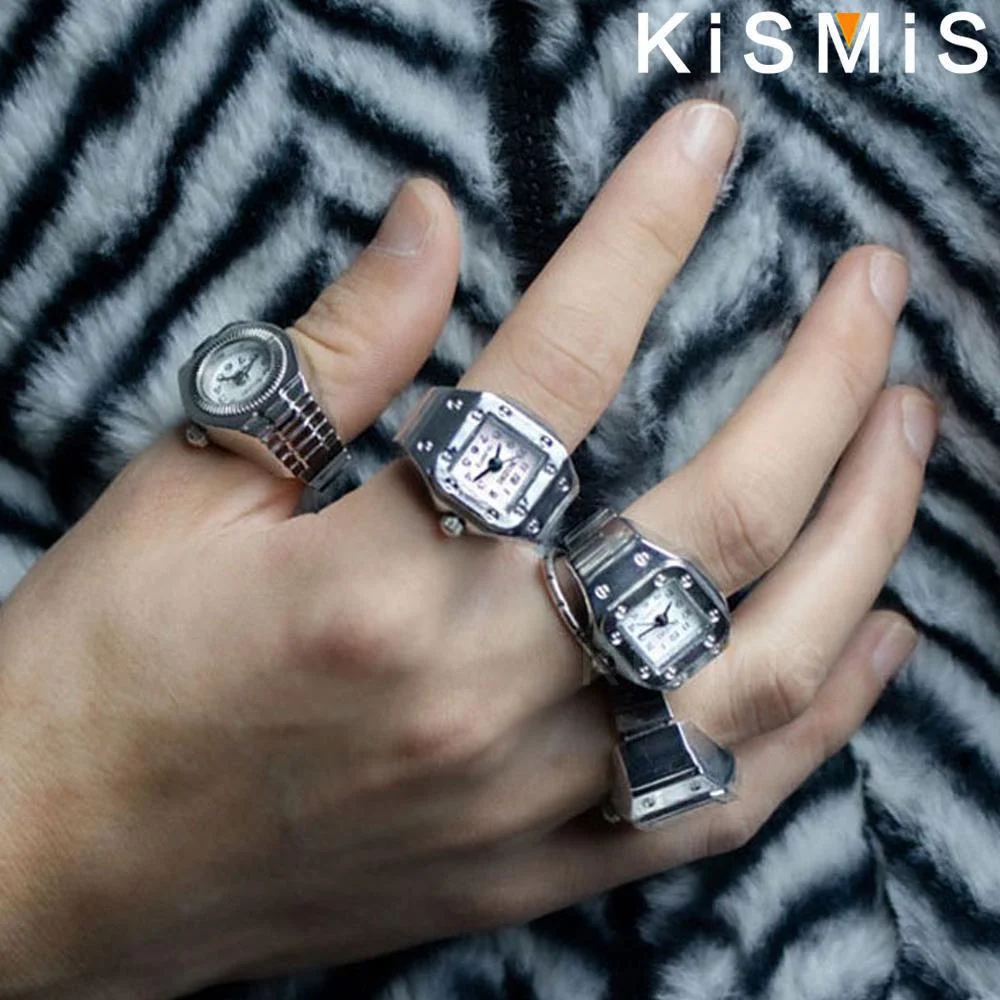 KISMIS  Men's and Women's Square/Round Punk Ring Watch Quartz Watch Couple Gift Creative Electronic Watch