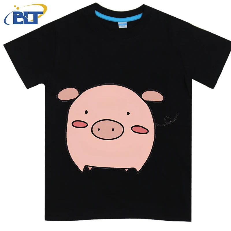 Little Pink Piggy printed kids T-shirt, summer cotton short-sleeved casual top, suitable for both boys and girls