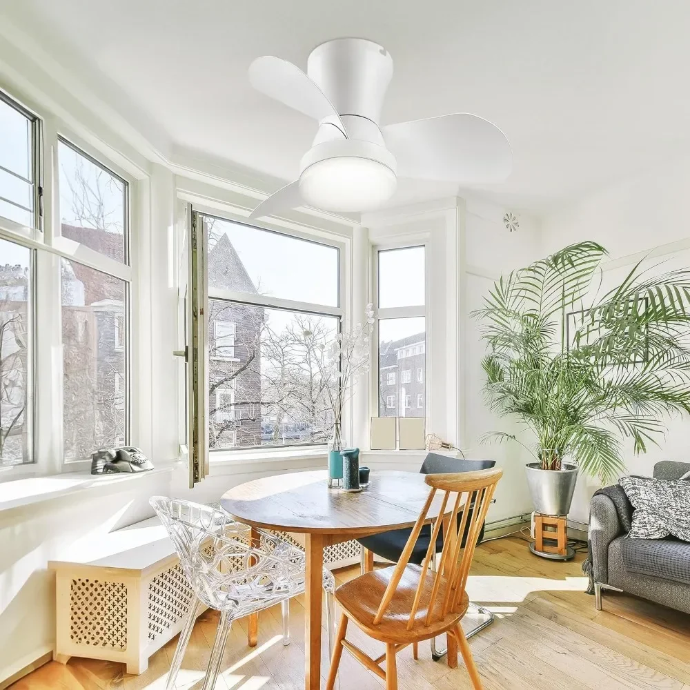 

A Ceiling Fan with Lights and Remote, Flush Mount Ceiling Fans, 6 Wind Speeds, Dimmable, Ceiling Fan SHUN