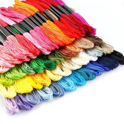 Cotton Thread Floss with Cross Stitch, Sewing Skeins Craft, Similar to DMC, 4m, 50PCs